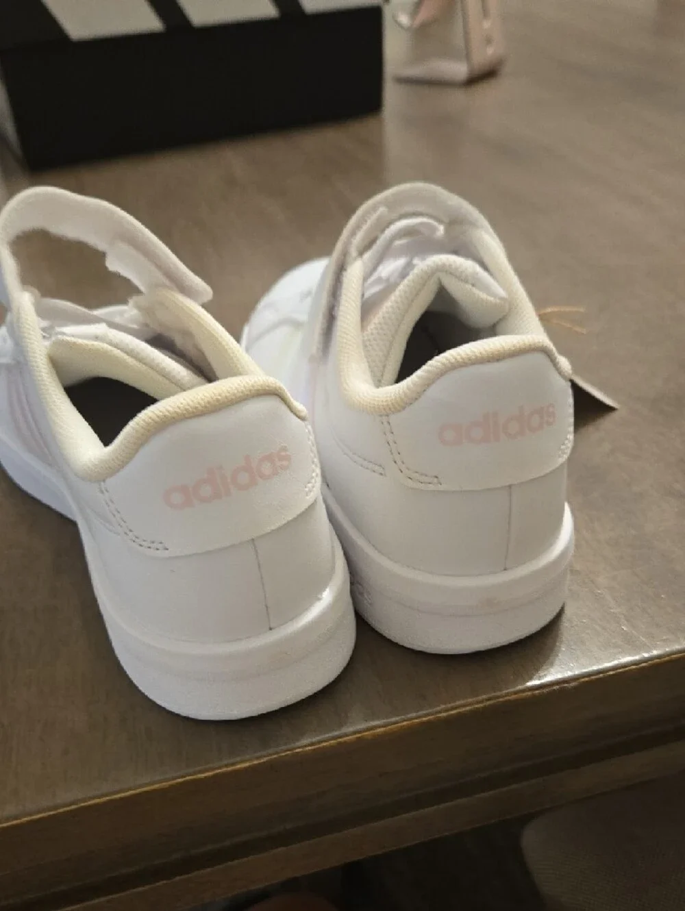 adidas Kids White Grand Court 3.0 EL Sneakers with Hook-and-Loop Strap